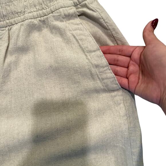 Old Navy Wide Leg Linen Blend Pants Beige Tan Women Size M Chic Casual Boho - Picture 3 of 7